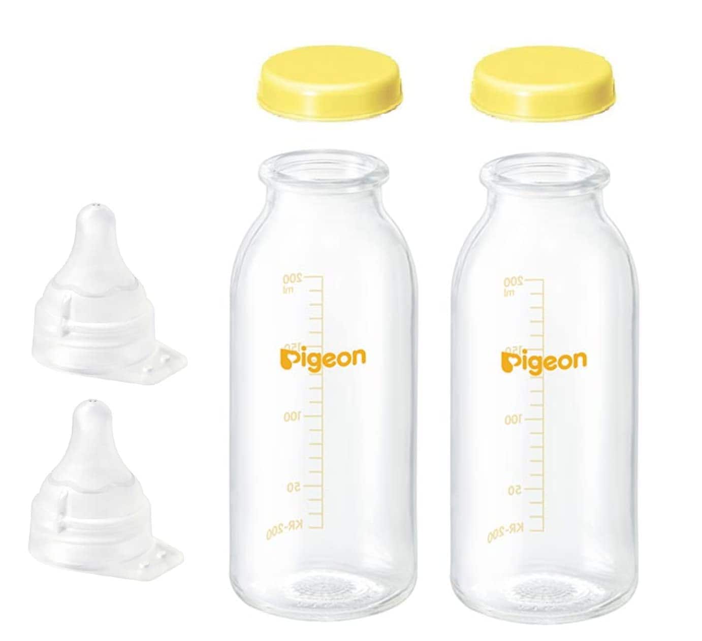 ピジョン 母乳実感 直付け 哺乳瓶200mlセット 透明（低負担・流量大）２セット