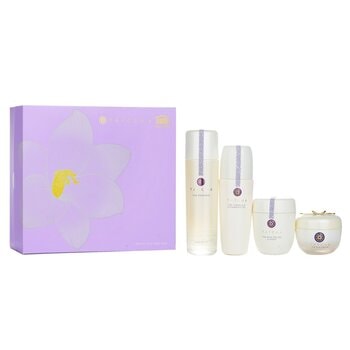 Tatcha リチュアル フォー ファーム スキン セット: カメリア クレンジング オイル 150ml + エッセンス 150ml + シルク クリーム 50ml + ライス ポリッシュ 60g