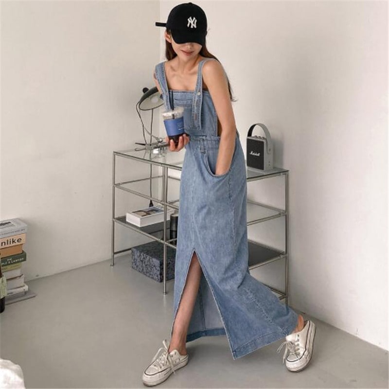 デニムジャンパースカート ジャンパースカート デニム レディース オールインワン サロペット 韓国 オルチャン a4243