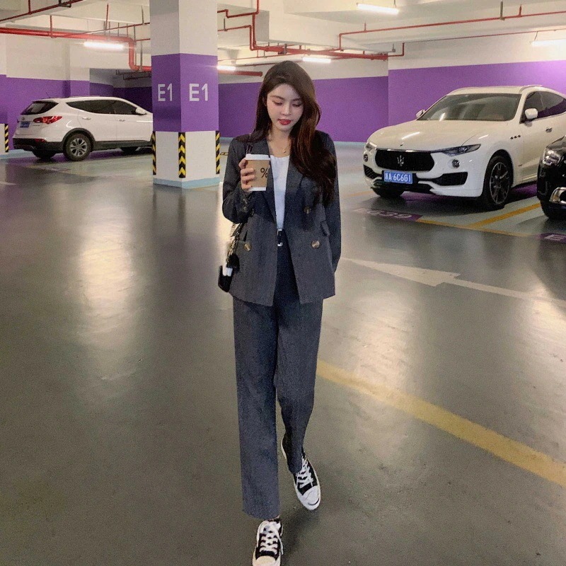 オールインワンセットアップセットアップ韓国ファッションチェックスーツ 入学式 ママスーツ レディース スーツアップ 通勤 卒業式 リクルートスーツ 卒園式 セット