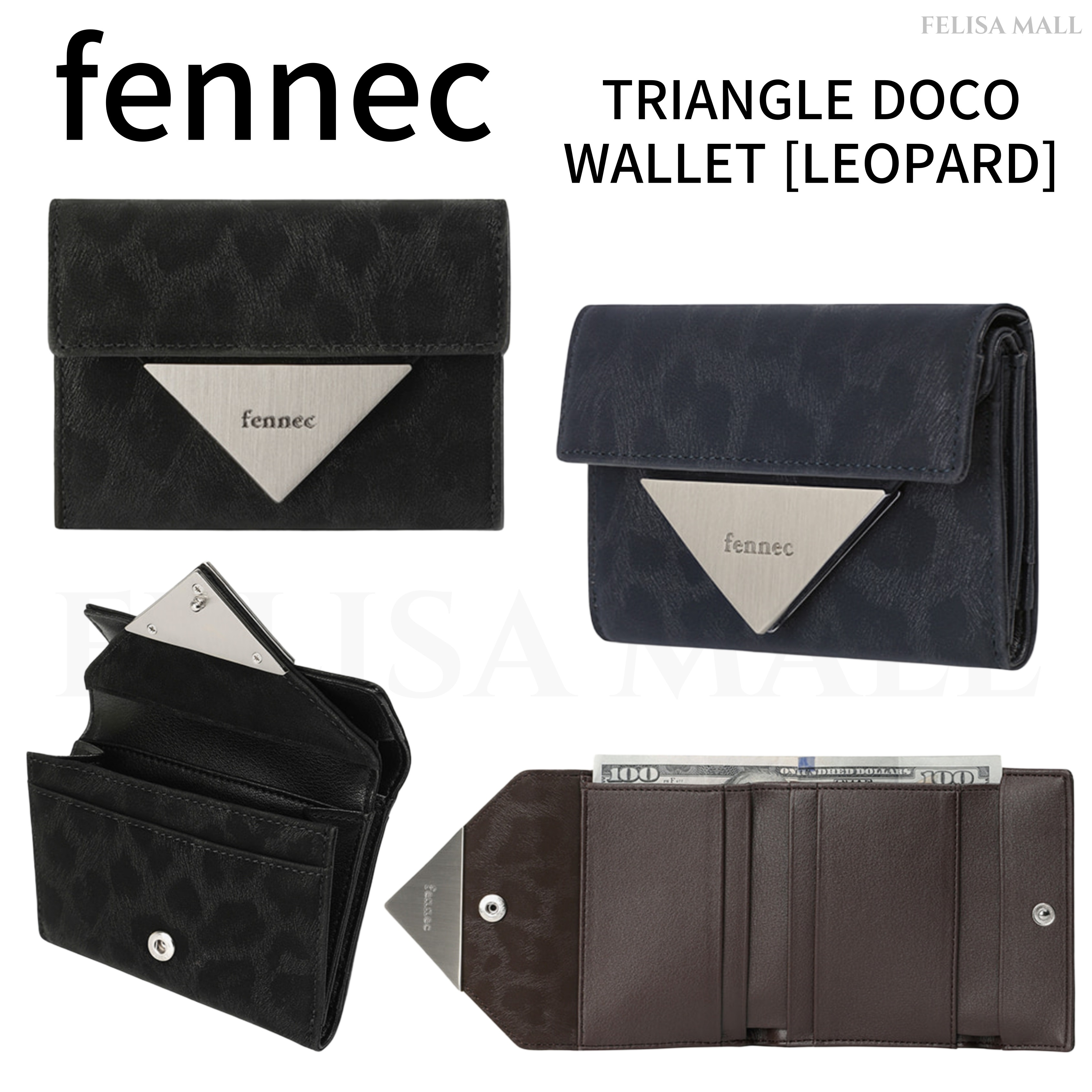 [FENNEC] TRIANGLE DOCO WALLET LEOPARD 女性人気 韓国財布