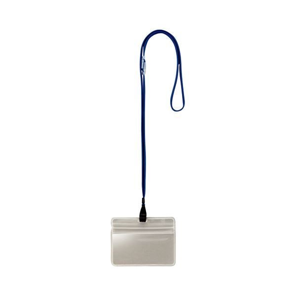 （まとめ） TANOSEE 吊下げ名札 防水チャック付 青 1パック（10個） [x5セット]