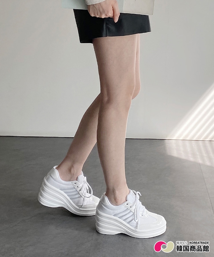 【GODORISHOES】【SKY】【韓国産】身長アップ 9cm台 ロートップ 厚底スニーカー [2カラー]