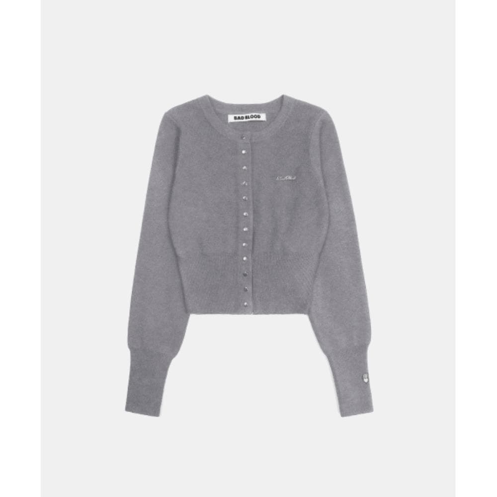 BADBLOOD Pure Classic Button Up Round Cardigan Gray w-cd