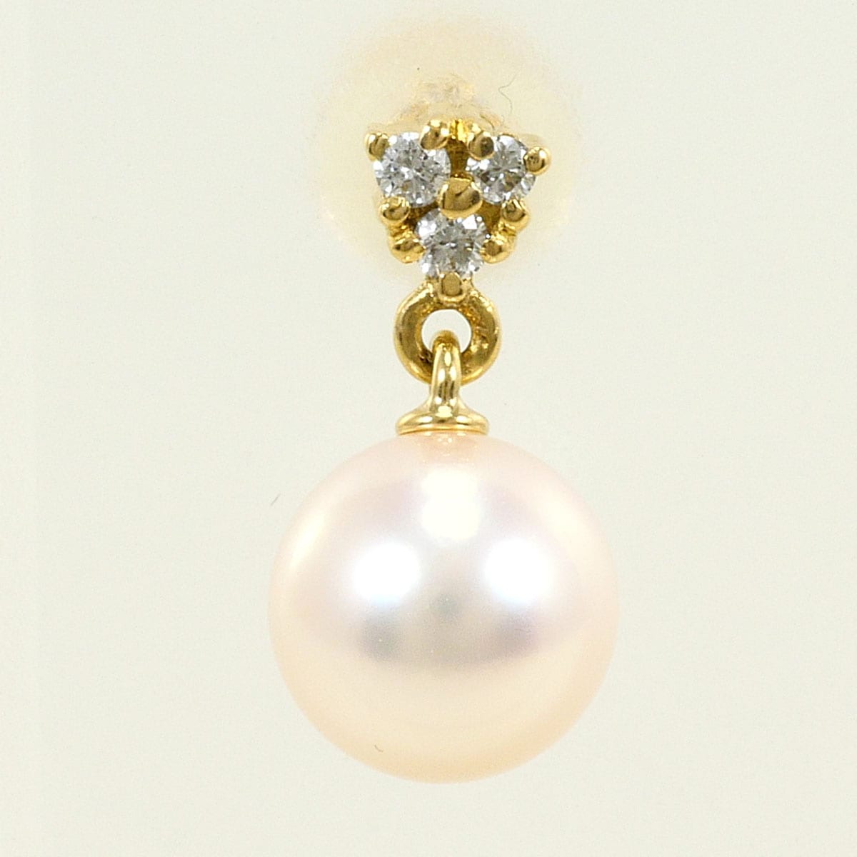 K18 18金 YG イエローゴールド ピアス(片耳) パール（真珠） ダイヤモンド（ct刻印なし） 総重量約0.9g ジュエリー 中古
