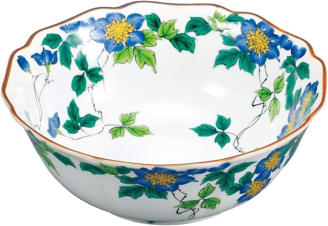 九谷焼 6.3号鉢 クレマチス　サラダボウル　パーティー皿　盛皿　AP6-0230