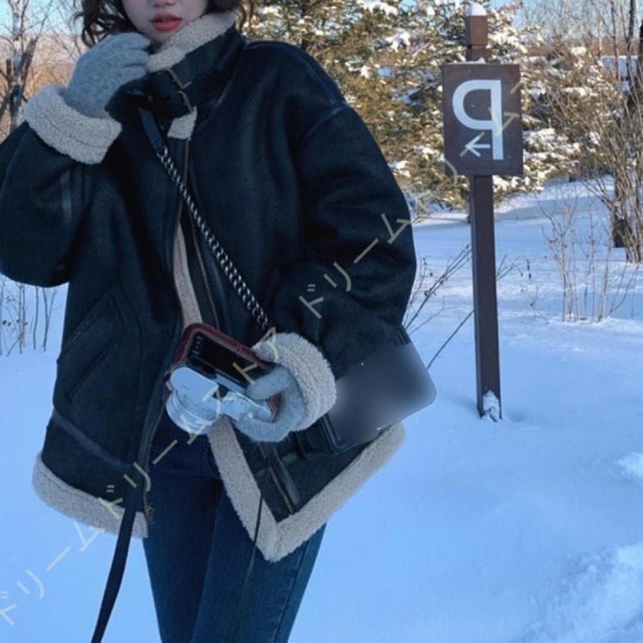 ボアジャケット ボアブルゾン レディース もこもこ 暖かい 可愛い ムートン ブルゾン ボア コート 長袖 カジュアル ムートンジャケット アウター 保温 防寒