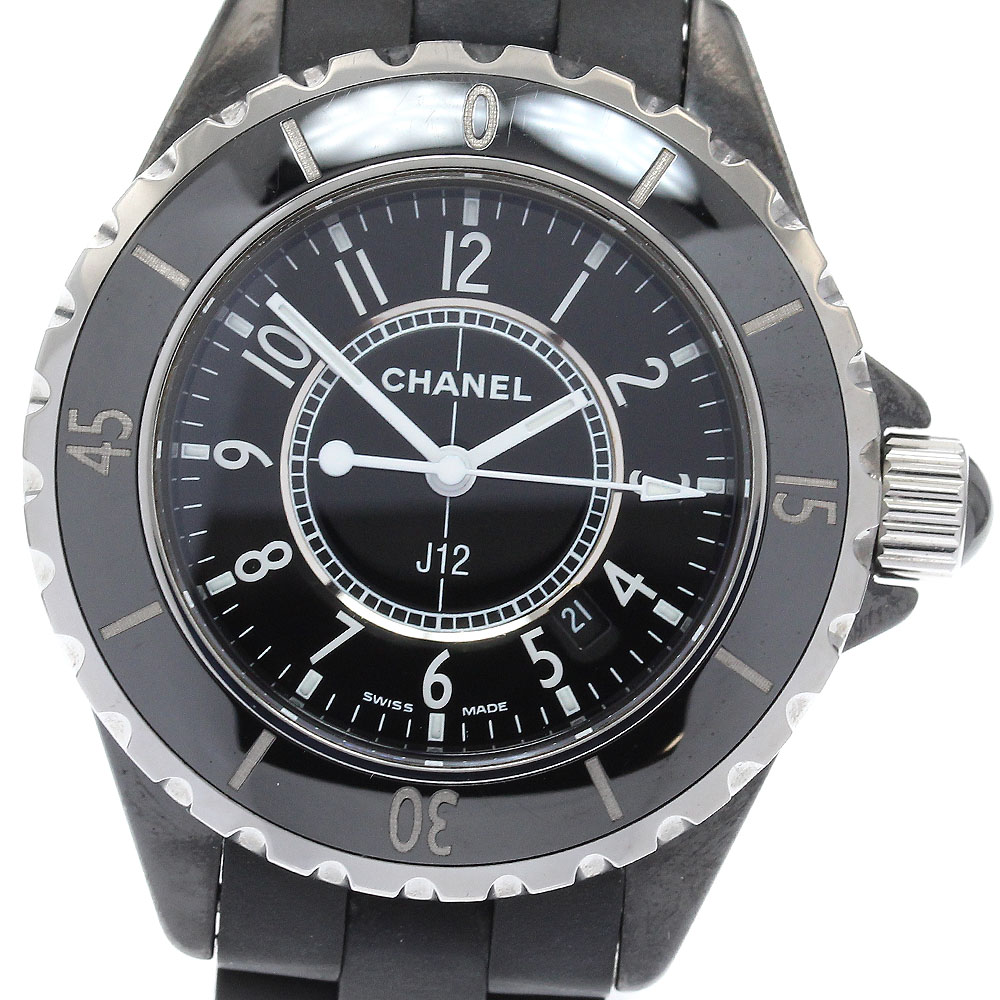 シャネル CHANEL H0681 J12 黒セラミック デイト クォーツ レディース 保証書付き_938959【中古】