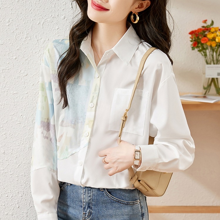 トップス シャツ 長袖 襟付き 前開き ボタン ミディアム丈 胸ポケット かわいい 大人可愛い きれいめ シンプル 上品 おしゃれ かっこいい カジュアル レトロ こなれ感 きちんと 個性的 主役級