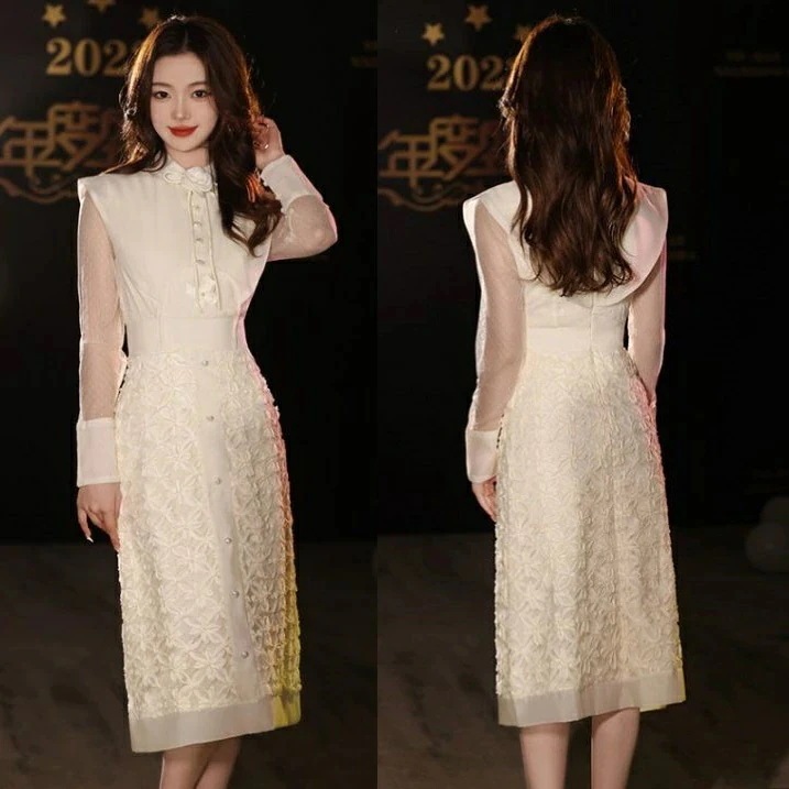 【急速出荷 2025年新作】白いワンピース パーティードレス 韓国 ワンピース レースドレス 花柄 白 お呼ばれ 二次会 20代 30代 40代 大人 カジュアルドレス レディース フォーマルワンピー