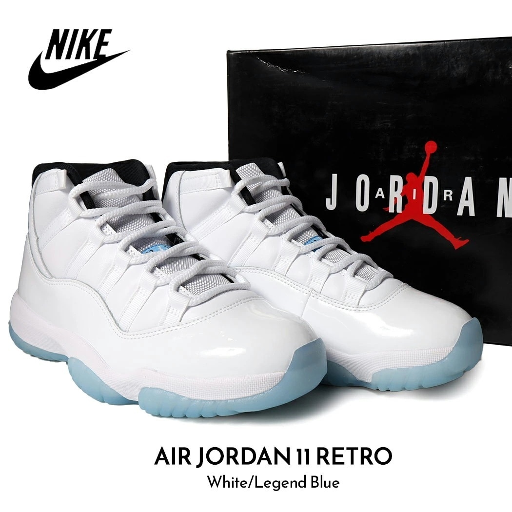 NIKE ナイキ エア ジョーダン レトロ スニーカー AIR JORDAN 11 RETRO White/Legend Blue ( 青 レジェンドブルー 白 ホワイト メンズ レディース CT80