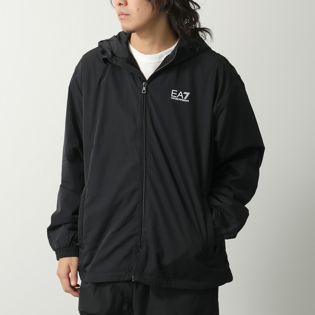 EA7 EMPORIO ARMANI エアセッテ エンポリオアルマーニ ジャケット 7M000790 AF13190 メンズ フード フルジップ ロゴ UC001 BLACK