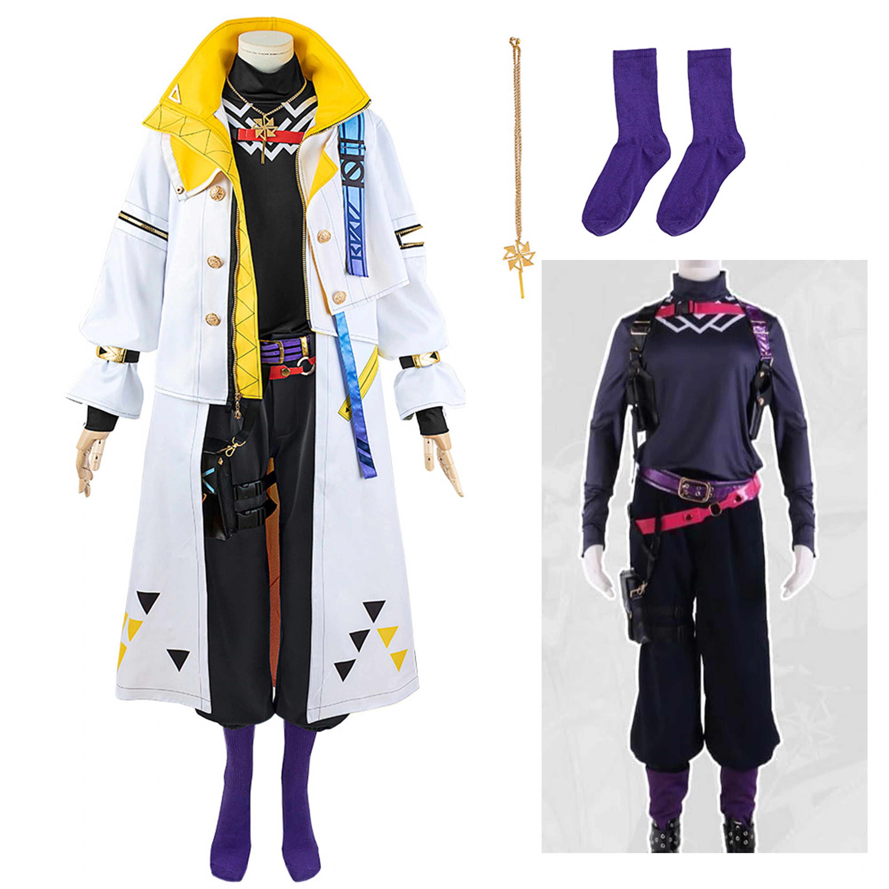 【全シリーズ発売中】 【値引き中】ウィッグ靴 コスプレ衣装＋ネックレス＋靴下付き コスチューム 変装 ステージ服 仮装 ハロウィン コスプレ衣装 ふうらかなと 楽奏斗 にじさんじ