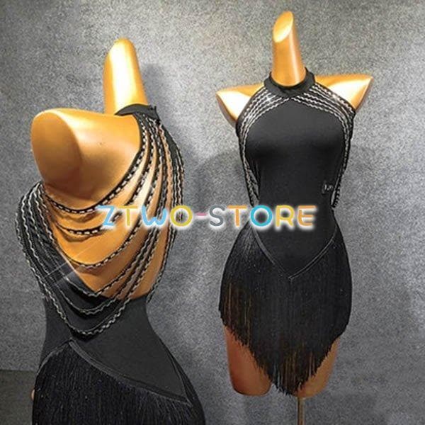 新しい子供用ダンスウェア 社交ダンス ラテンドレス ノースリーブ パンツ付き フリンジ付き ダンスワンピース 練習着 チャチャチャ ステージ衣装 演出着 S2L ブラック 2枚購入で2189円OFF