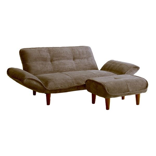 ホームテイスト SH-07-CDS-S 肌触りが良いコーデュロイソファ 2人掛け オットマンセット Qooliss-クーリス- ブラウン メーカー直送