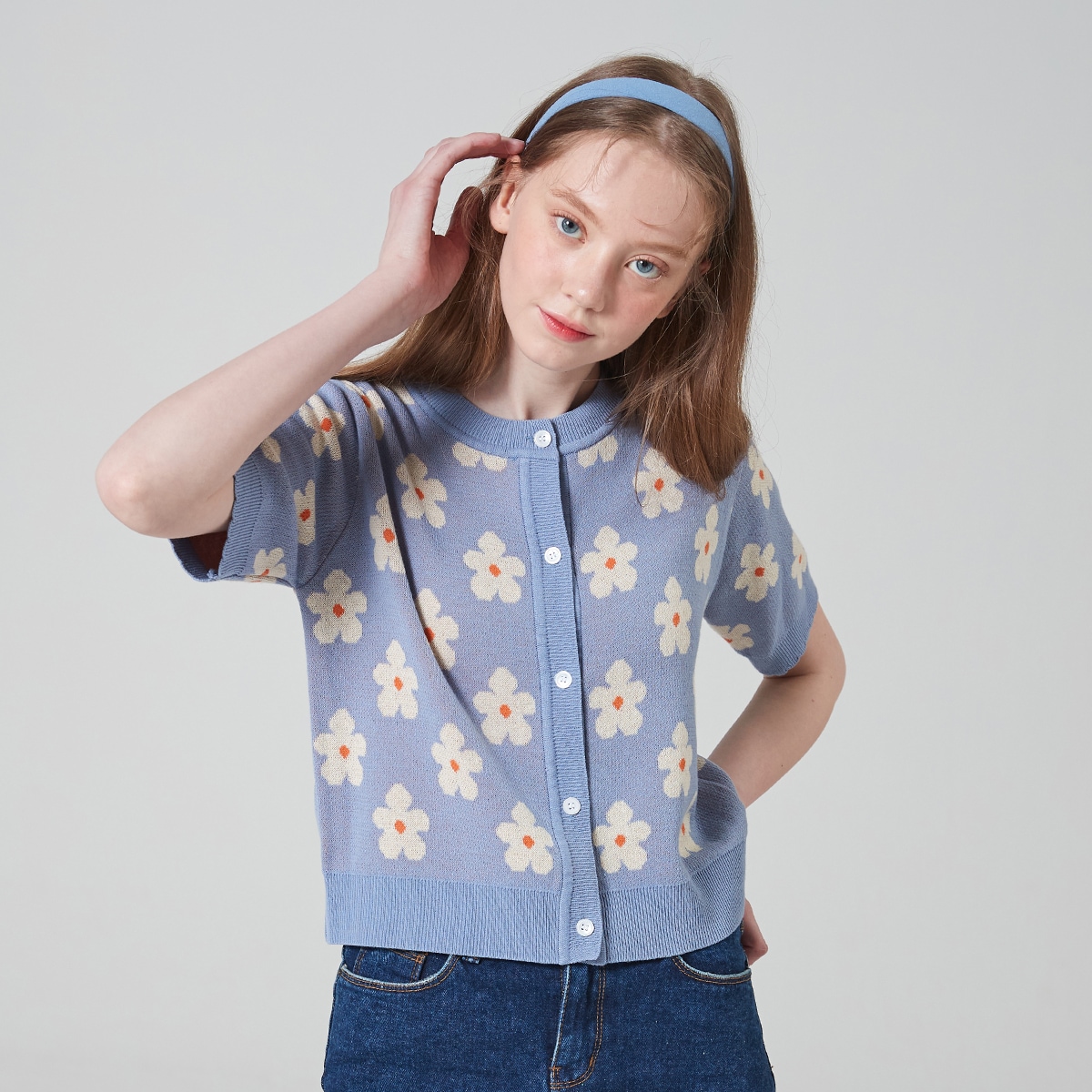 サマーフラワーニットカーディガン(2colors)