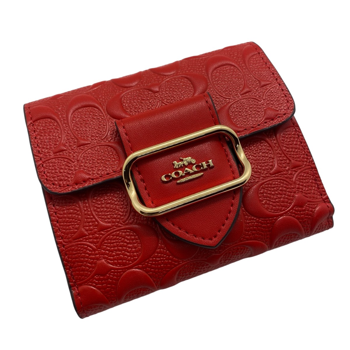 COACH コーチ アウトレット 折財布 CF855 ミニ財布 コンパクトウオレット シグネチャー レディース ブランド レッド系 店頭展示品 感謝セール