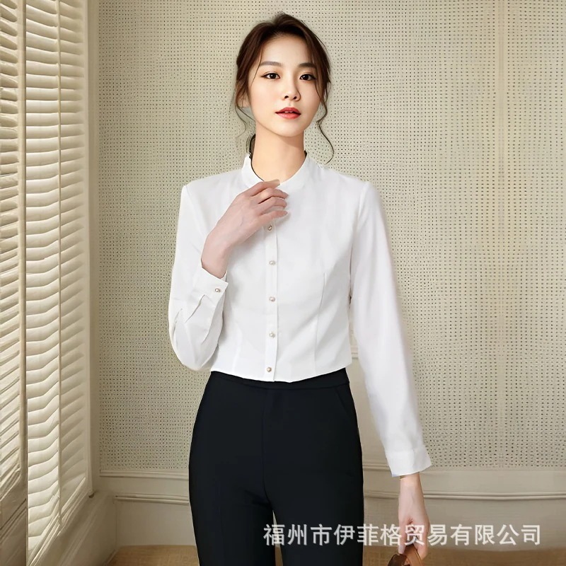 白シフォンシャツレディースフレンチエレガント長袖シャツスーツインナー教師面接プロトップス