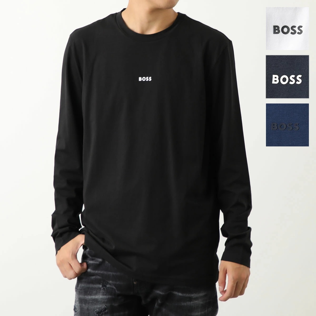 HUGO BOSS ORANGE ヒューゴボス オレンジ 長袖 Tシャツ 50473286 メンズ ロンT カットソー コットンブレンド クルーネック ストレッチ ロゴT カラー4色