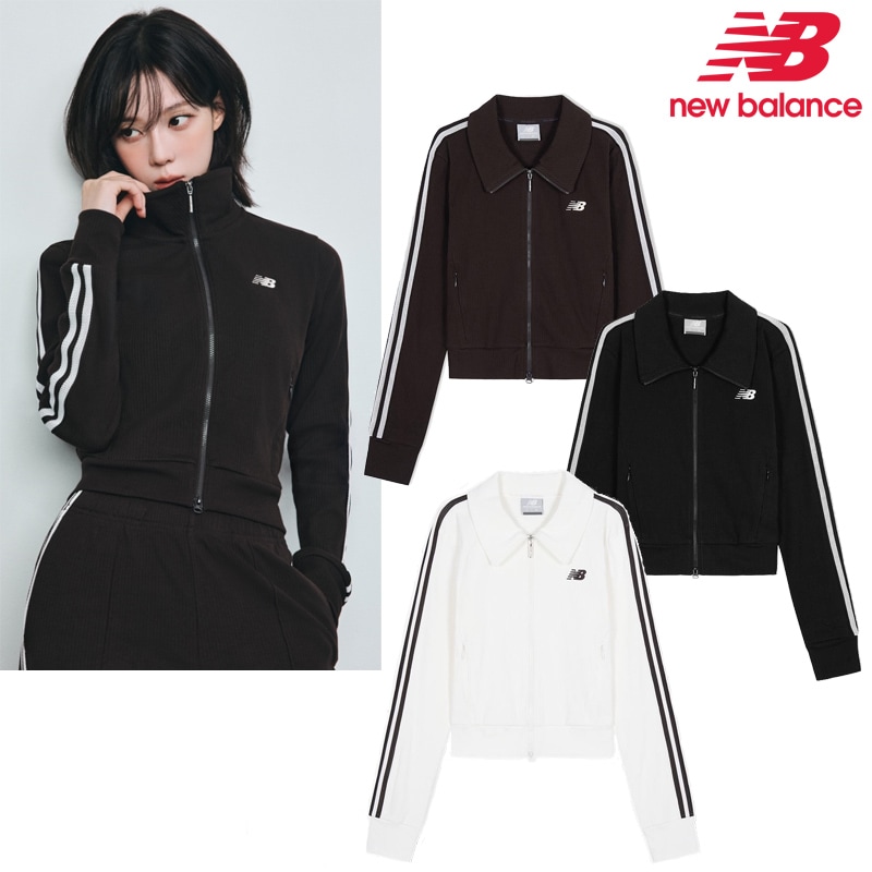 NBMDF4W122 Slim Fit Track Gorge Zip Up aespa WINTER着用 25FW 新作 リブ クロップ ストライプ フルジップ ストレッチ デイリー きれいめ 軽量