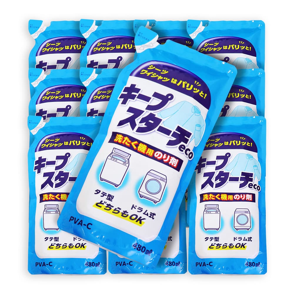 洗たく機用のり剤 キープスターチeco 480ml ×12個 タテ型・ドラム式 どちらもOK 日本製