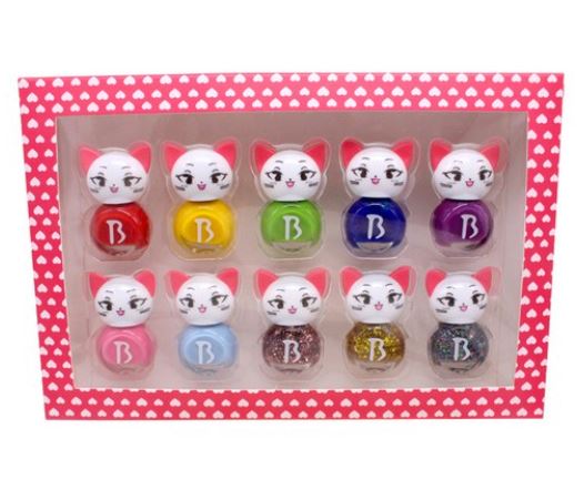 バブリーキッズネイル猫子供マニキュアギフトセット10p