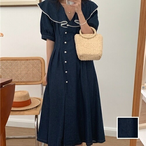 ワンピース カジュアル ロング マキシ丈ワンピ 韓国 ファッション レディース 春 夏 カジュアル コーデ シンプル 定番 セレカジ 20代 30代 40代 2025 ビッグカラー Aライン フ