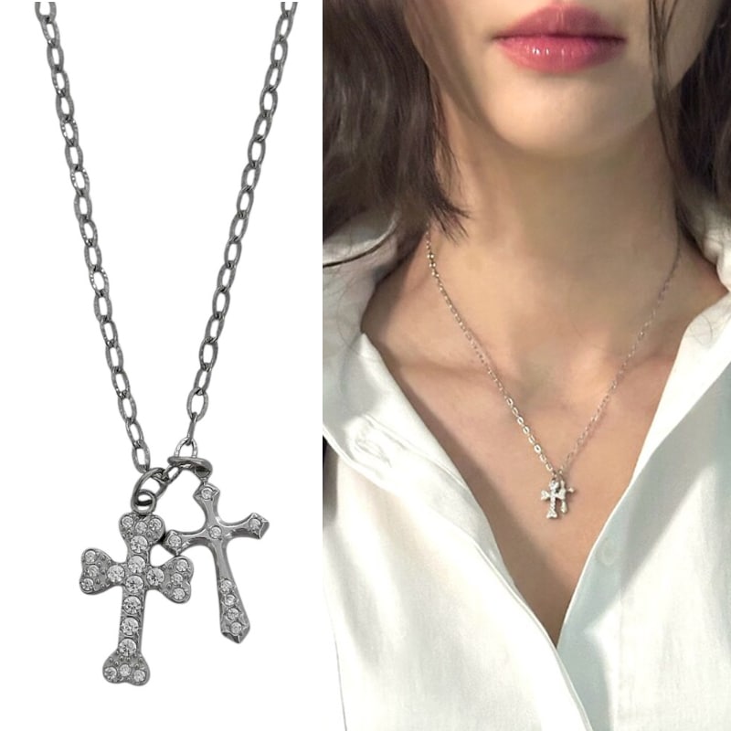24 winter - cubic cross necklace