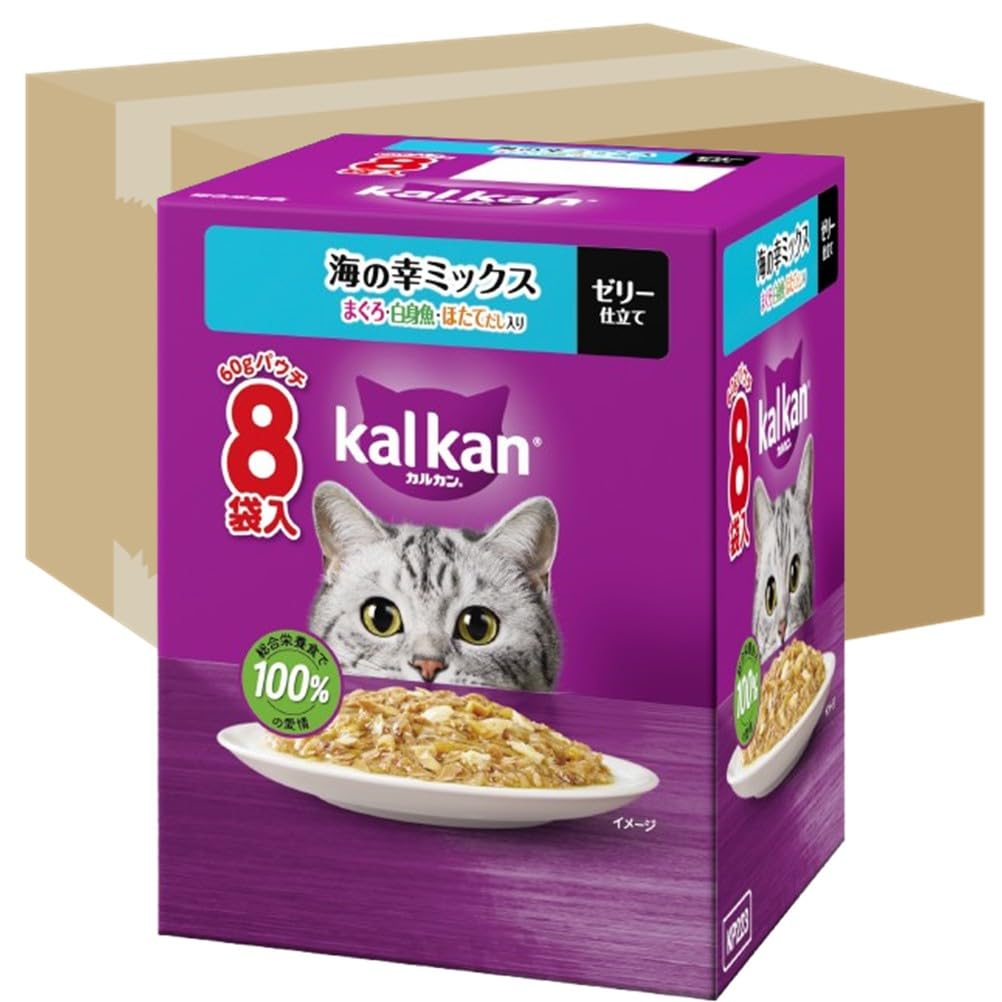 カルカン パウチ 1歳から 60g×160袋（8袋入り×20箱） 海の幸ミックス まぐろ白身魚ほたてだし入り 成猫用 ウェットフード キャットフード 総合栄養食 水分補給 毎日食べることを考えたウ
