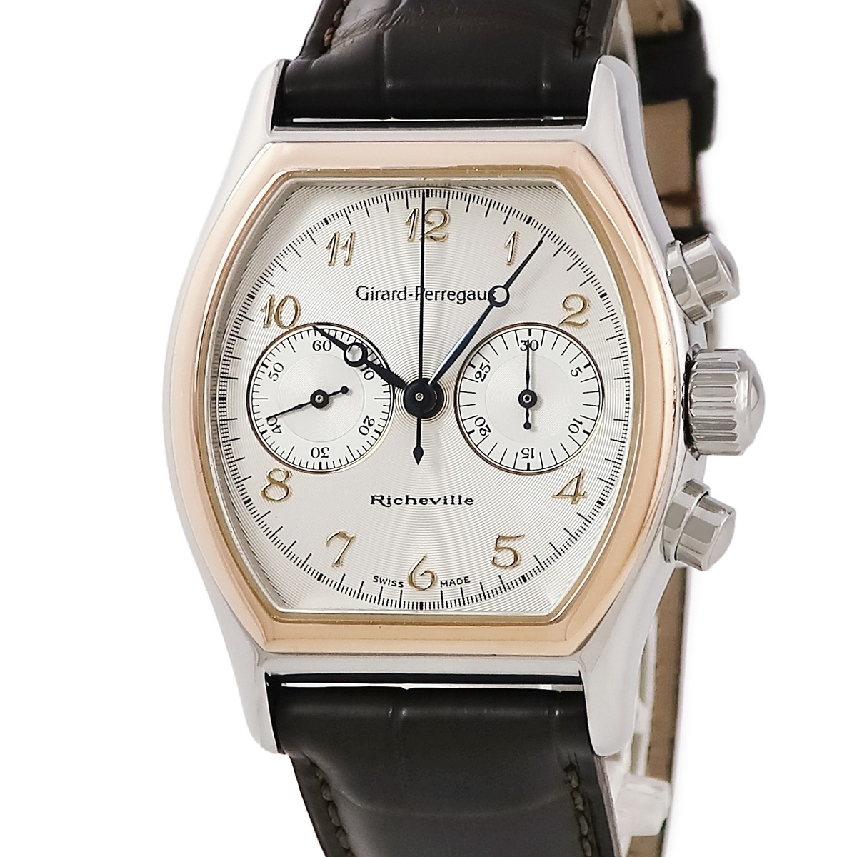 リシュビル クロノグラフ 27100.0.56.1971 手巻き メンズ K18PG×SS コンビ シルバー 3年保証 234,531円