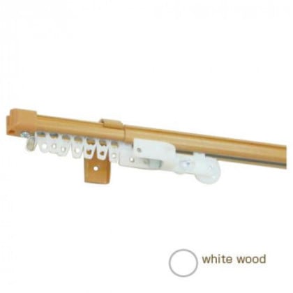 伸縮カーテンレール クロスライド 4mシングル(2.1-4.0m) ホワイトウッド