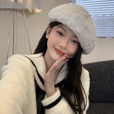 [Qoo10] 模造ミンク帽子ベレー帽女性冬韓国の白い甘