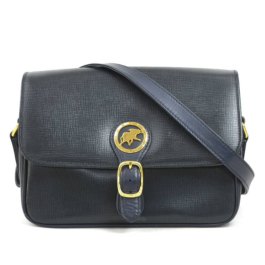 ハンティングワールド HUNTING WORLD ショルダーバッグ レザー ネイビー レディース r10553g