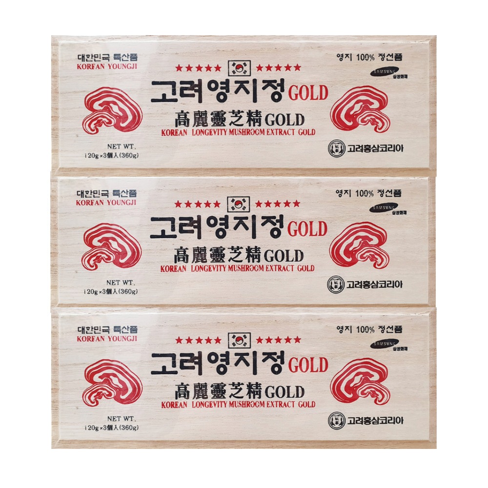高麗靈芝精ゴールド 120g 3本 3木箱/霊芝キノコ濃縮液90％以上/韓国伝統健康補助食品