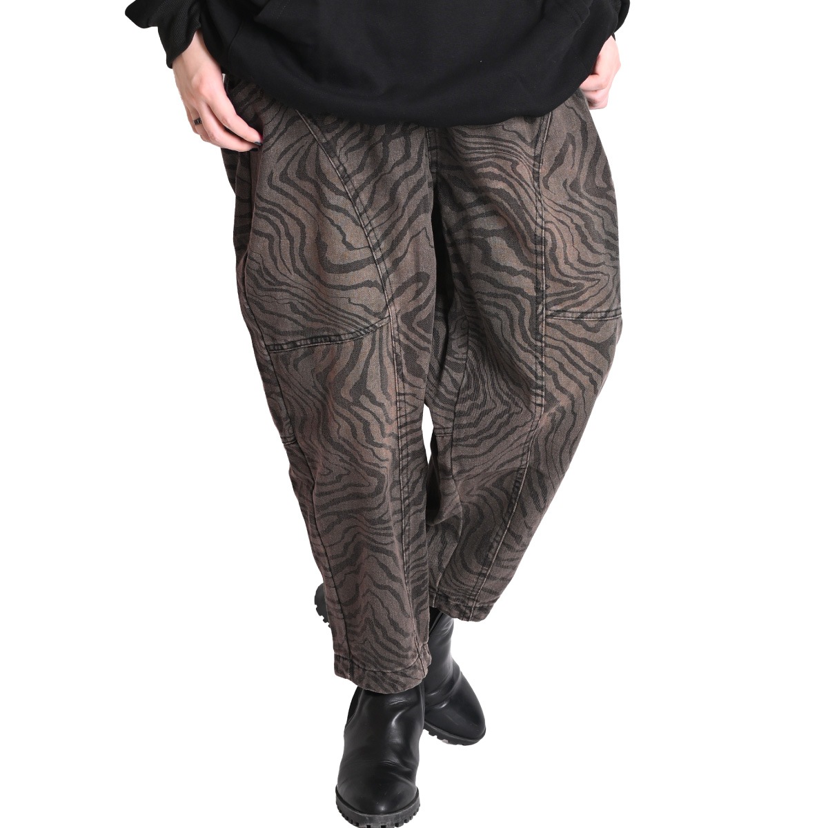 サルエルパンツ デニム メンズ レディース ジーンズ サルエル パンツ デニムパンツ ウエストゴム 大きいサイズ バルーンパンツ ゼブラ柄 アニマル柄 総柄 シマウマ 柄 ボトムス サーカスパンツ ア