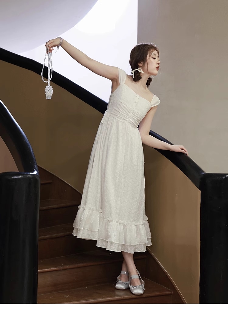 プラスサイズ 婦人服 スクエアカラー ハイウエスト サスペンダー ドレス 女性 夏 甘い バレエ スタイル ドレス ワンピース ロング ロング丈 袖なし ノースリーブ スクエアネック 襟なし かわいい 9,675円