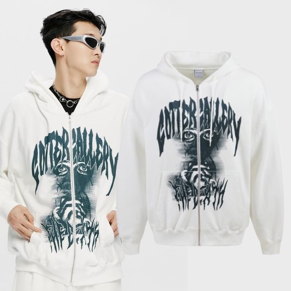 SINK INTO DEATH HOOD ZIPUP_WH