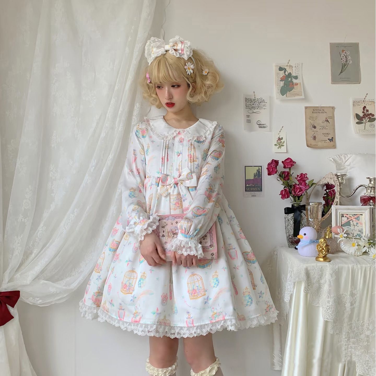 ロリータ ワンピース ビッグサイズ 長袖 甘ロリ 可愛い ドレス レディース フォーマル
