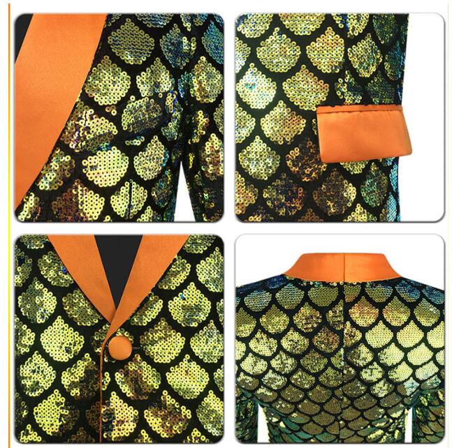 メンズスーツジャケット ステージ衣装 スパンコール スーツ いろどり 変色 うろこ柄 ジャケット おしゃれ ステージ スーツ 結婚式 パーティー 余興 コスプレ スーツ 歌手 ダンサー 演出 衣装　大