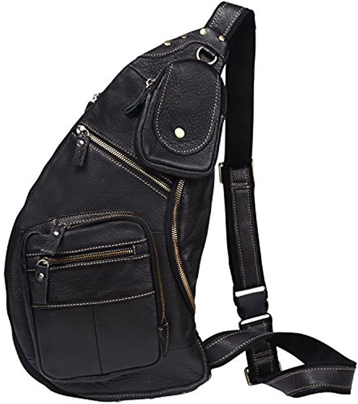 ボディバッグ 本革 メンズ レザー ショルダーバッグ 斜めがけ レディース 全6色(ブラック)