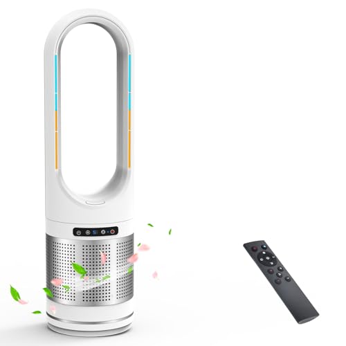 【2025最新進化・冷暖両用・空気清浄】扇風機 タワーファン 空気清浄機 【花粉&ペットの毛&ニオイ対策】羽なし扇風機 8段階冷風・3段階暖風切替 大風量100左右首振り 9H切タイマー DCモータ