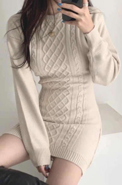 スカート ワンピース セットアップ ニットソー セーター ミニスカート タイトスカート ニットスカート ミニ ミニ丈 ショート 膝丈 袖あり 長袖 萌袖 ラウンドネック 襟なし スリム タイト 細身