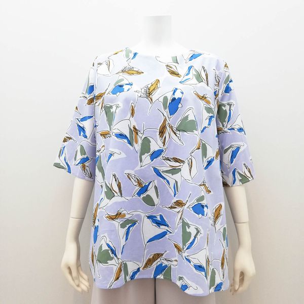 五分袖 七分袖 シャツ ブラウス トップス レディースファッション ハッパ柄 Tブラウス うれしい丈