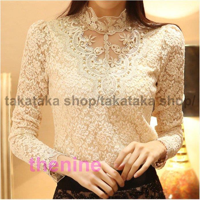 安い商品 今日だけ レース トップス ブラウス 長袖 レースシャツ 総レース 立ち襟 レースブラウス カットソー ハイネック 花柄 レディース 春 秋 冬 通勤 OL フォーマル 30代 40代 ギフ