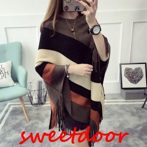 超目玉 ポンチョ レディース ファッション 冬 20代 30代 40代 50代 女性 秋 ショール マルチカラー フリンジ 大人きれい おしゃれ 秋冬