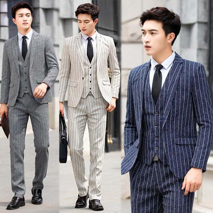 メンズスーツビジネススーツ3ピーススーツフォーマル3点セットジlャケット+ベスト+パンツカジュアルスリムスーツストライプ通勤出張結婚式スリーピースシングルスーツ上下セット入学式卒業式披露宴パーティース