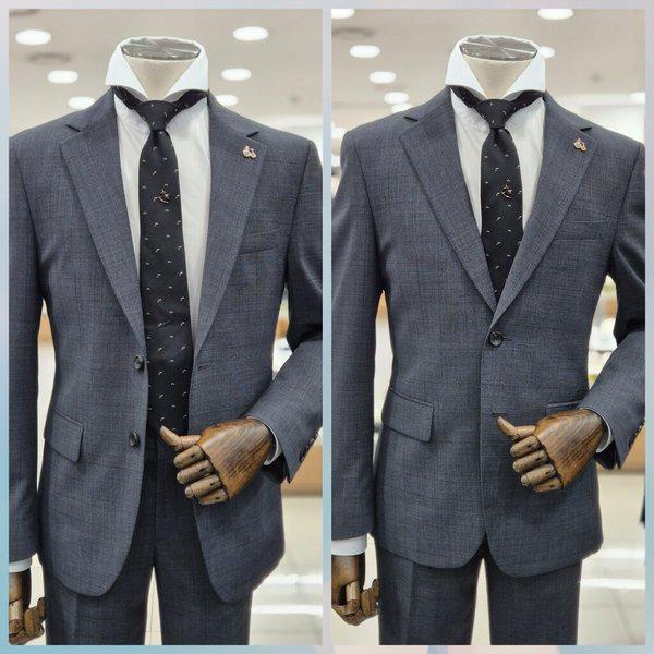 チャコールグレーダンディグレンチェック春夏スーツ(EMTJ220)_DG