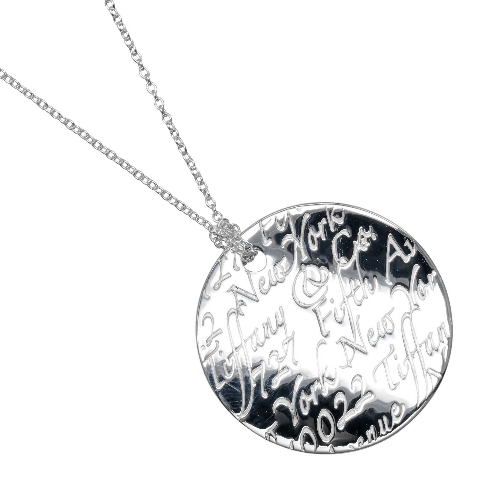 ノーツ ラウンドタグ ネックレス シルバー925 約9g レディース 中古品 Aランク