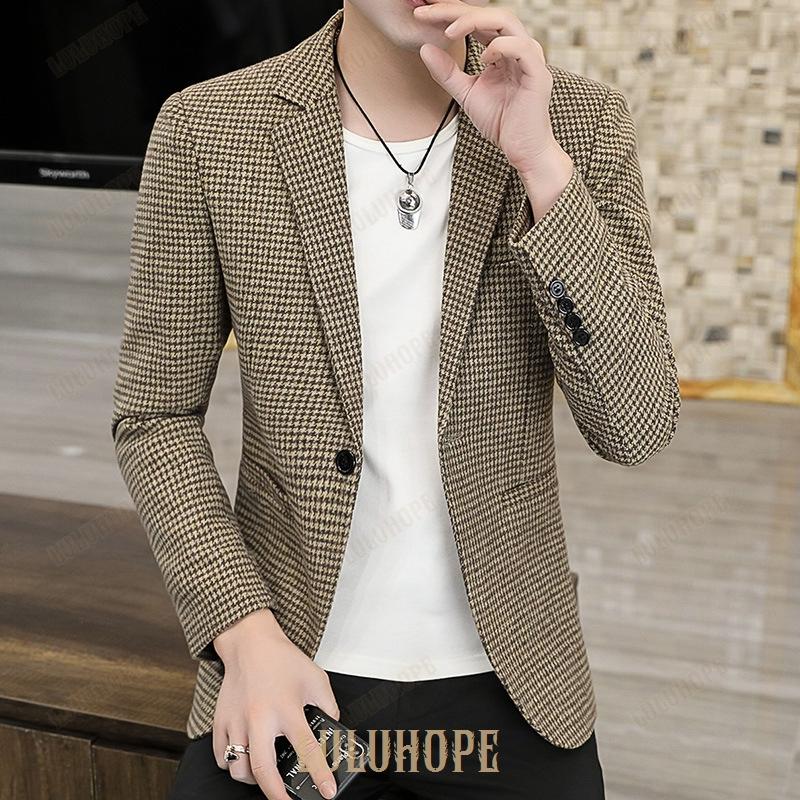 テーラードジャケット メンズ カジュアル 千鳥柄 ビジネススーツ アウター コート ブレザー 秋ジャケット スリム メンズアウター 紳士