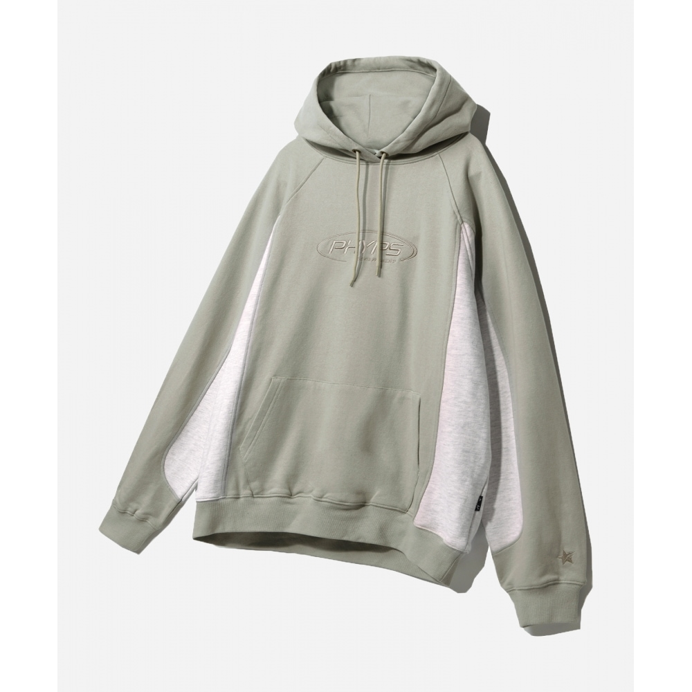 体育科 PHYPS ミックスラグランパーカー グリーンベージュ